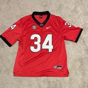 Nike Red Georgia Bulldogs #34 Walker Football Jersey with Black Trim
